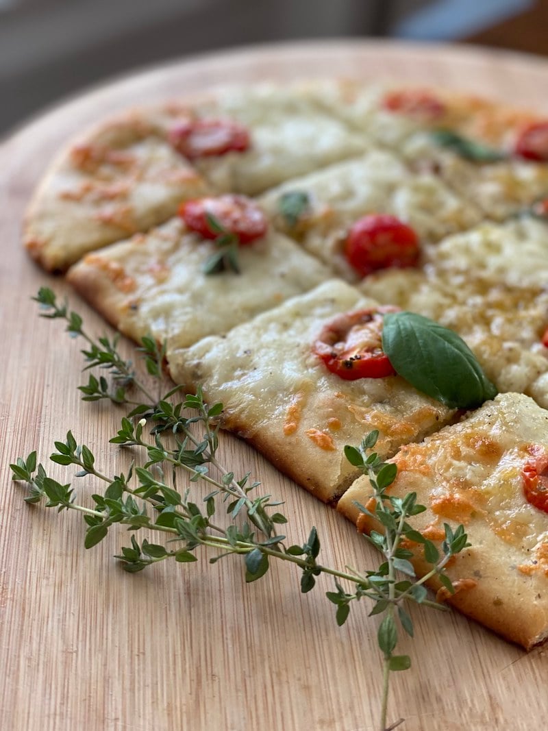 From the Gardyn Kitchen: Simple Cherry Tomato + Herb Pizza