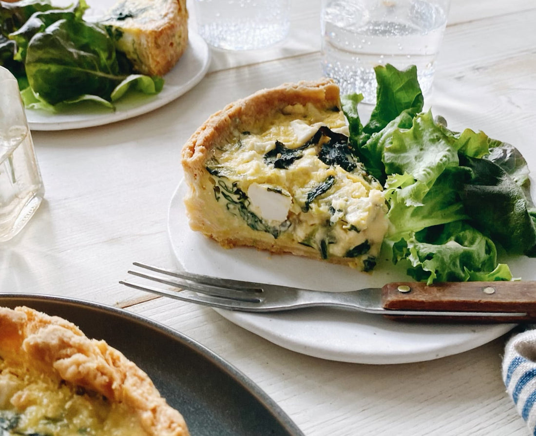 Warm Winter Quiche with Feta, Chives, and Swiss Chard