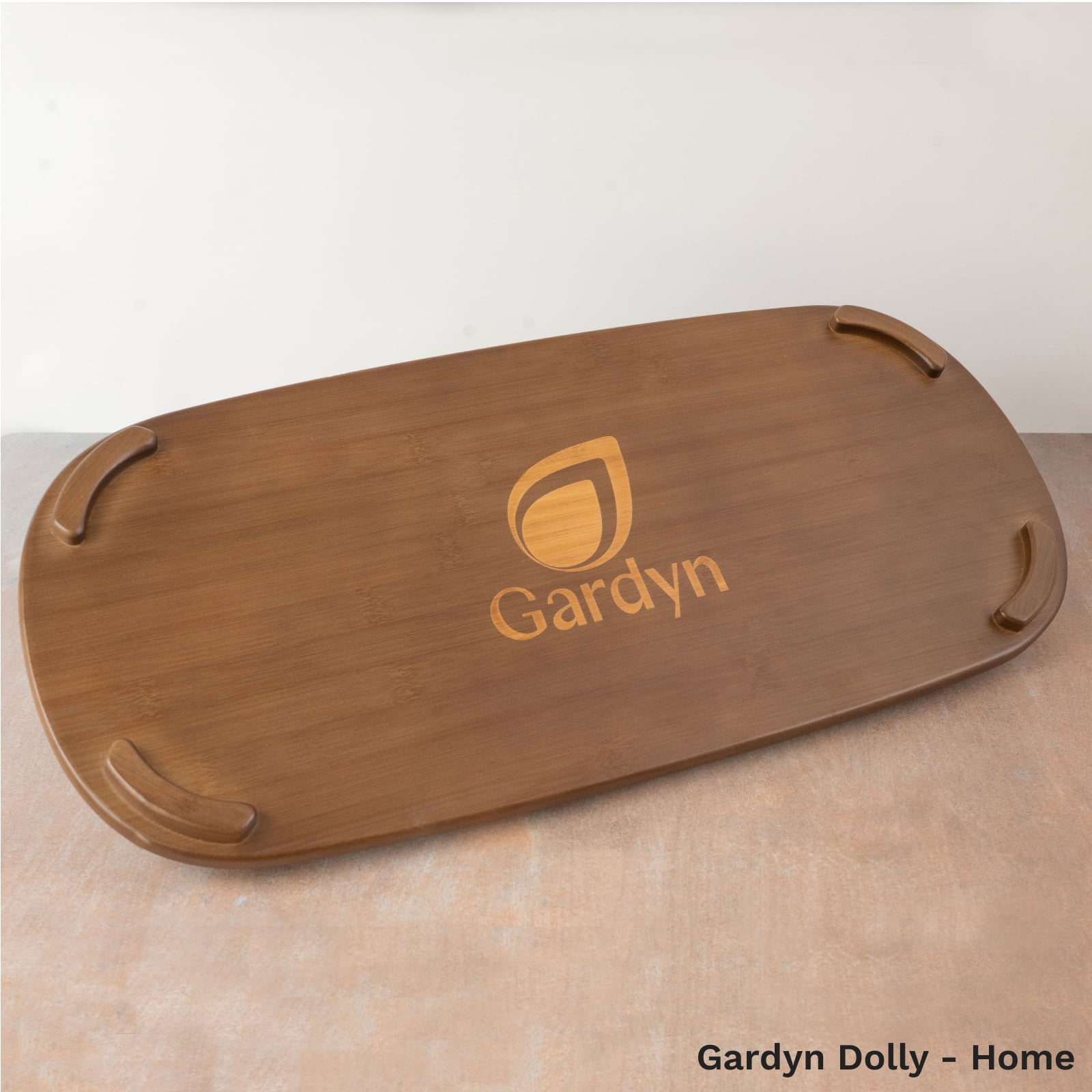 Gardyn Dolly top view showing bamboo wood grain and mounting ridges