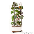 Gardyn Dolly for Home with Gardyn Home mounted - dark bamboo rolling cart with locking wheels