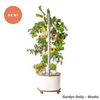 Gardyn Dolly for Studio with Gardyn Studio mounted - compact bamboo rolling cart