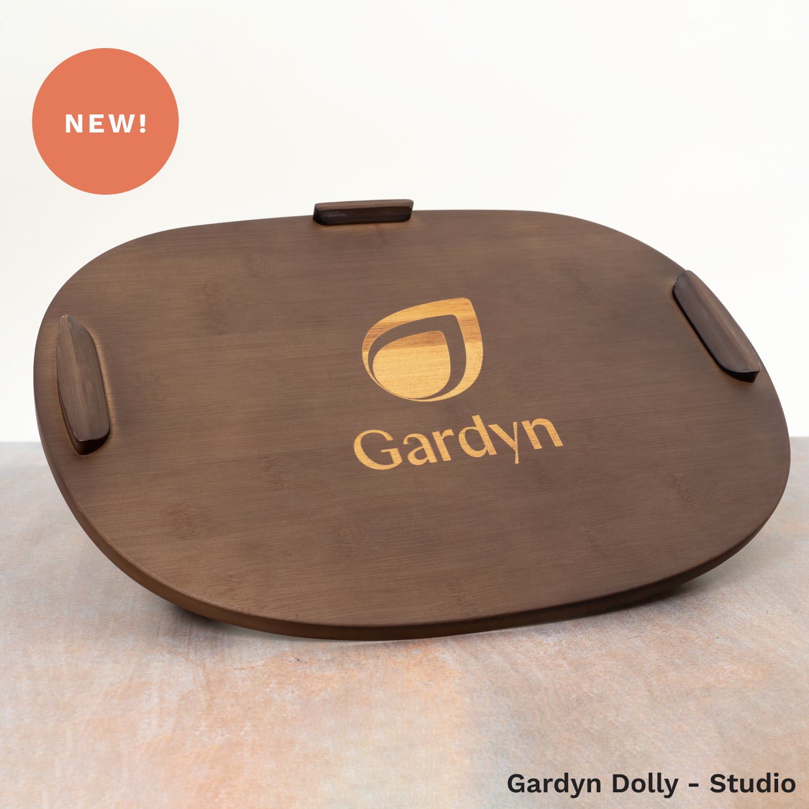 Gardyn Dolly for Studio models - dark brown bamboo rolling cart with locking casters