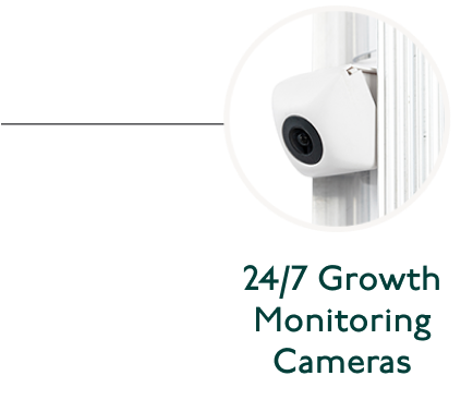 Circular image of Gardyn Camera with text "24/7 Growth Monitoring Cameras" below.